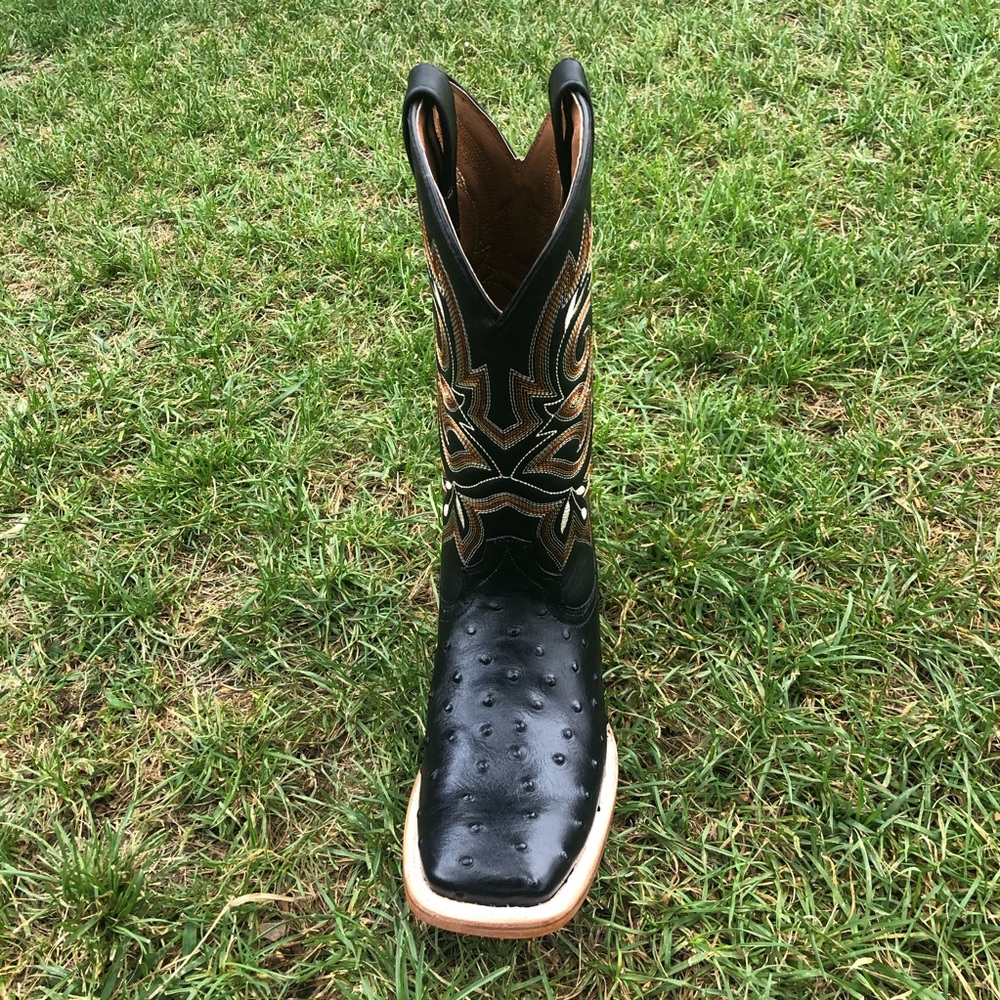 Men Western Genuine Leather Ostrich Print CowBoy Boots Bota Avestruz - Picture 4 of 7